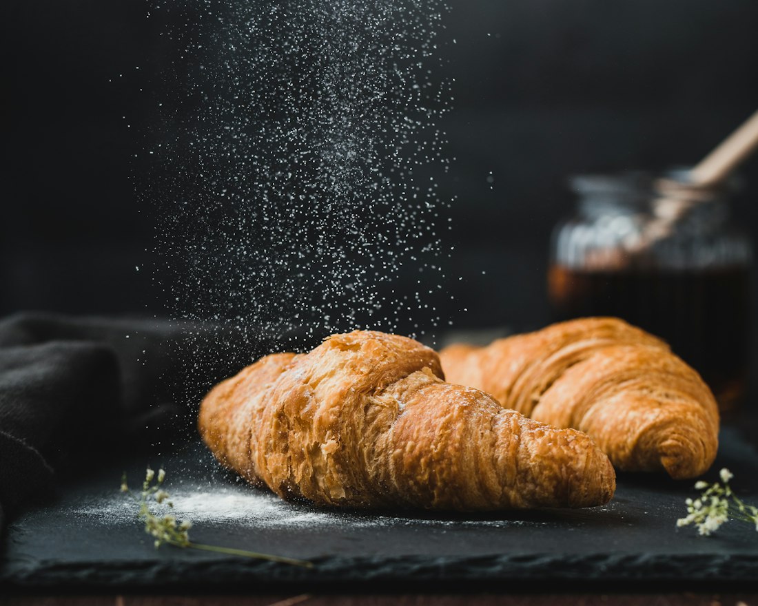 Flaky golden croissant